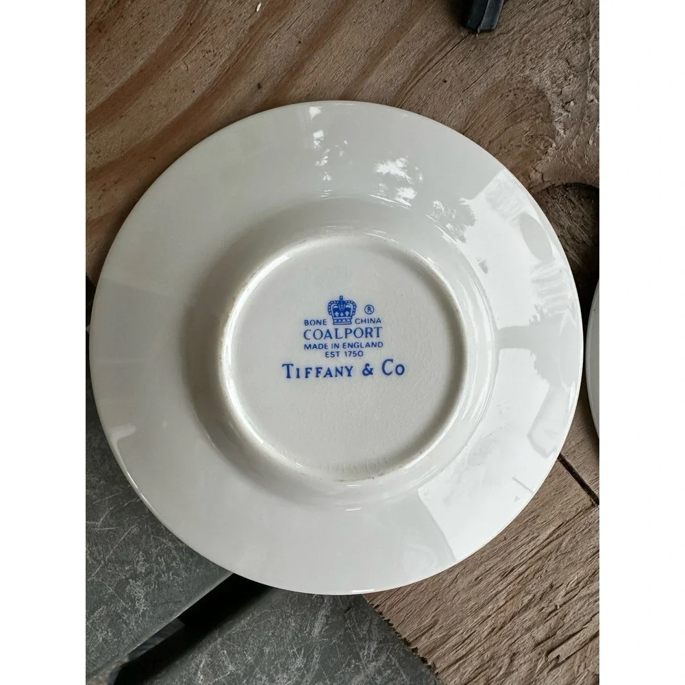 2 Vintage Bone‎ China Coalport MADE IN ENGLAND TIFFANY & CO CUP AND SAUCER